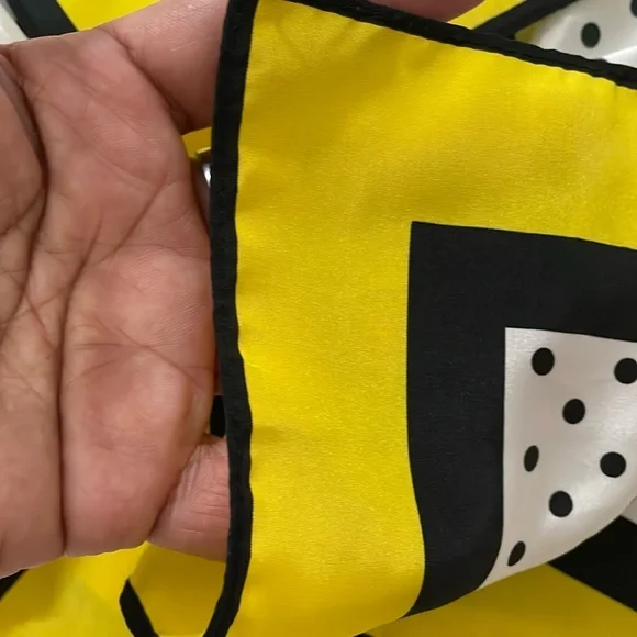 Carolina Herrera Yellow and Black Polka Dot Scarf - Picture 5 of 12